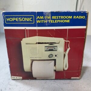 NEW Hopesonic AM/FM Restroom Radio W/ Telephone & Toilet Paper Holder RARE VTG